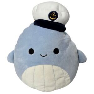 Squishmallows‎ Samir Whale 8" Sailor Hat Sealife Squad Blue Plush 2022 Aquatic